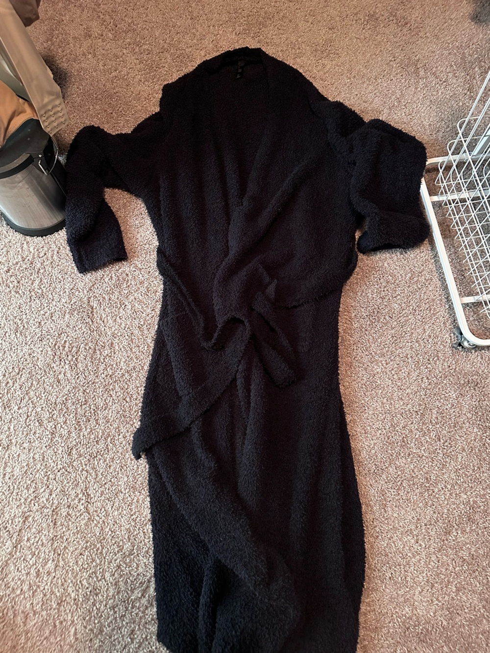 Skims Black Long Soft Lounge Robe